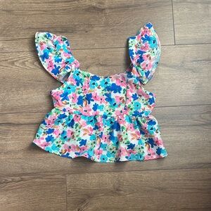 Floral Kids Top with Ruffle Sleeves